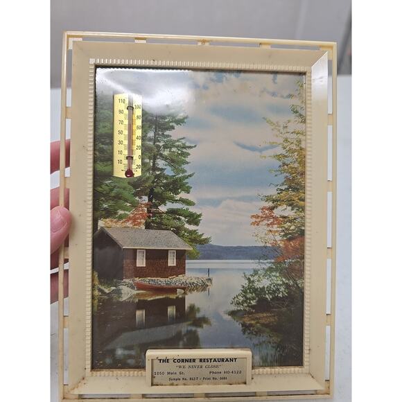 Vintage The Corner Restaurant Advertising Thermometer Promotional Picture Frame - Picture 3 of 4